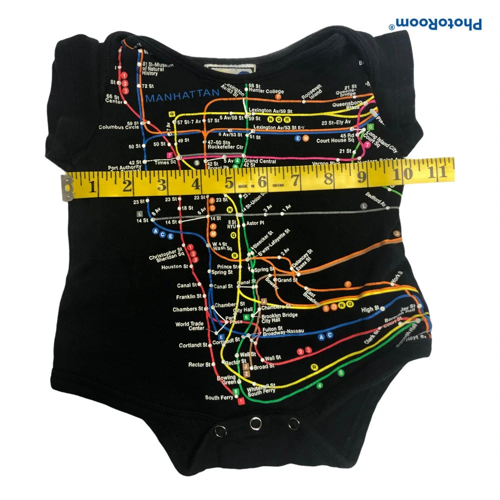 NYC Black Subway Map Baby One Piece Short Sleeve Size 12 Months